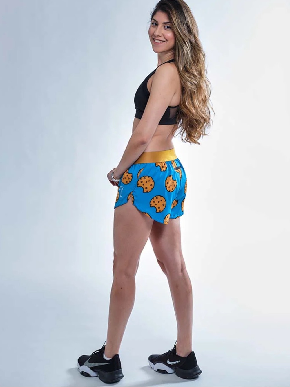 ChickNlegs Women's Chocolate Chip Cookies 1.5" Split Shorts size Small